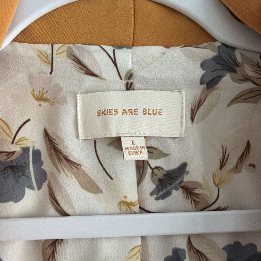 Skies Are Blue Mustard Yellow Open Front Blazer - Size L - Picture 2 of 9